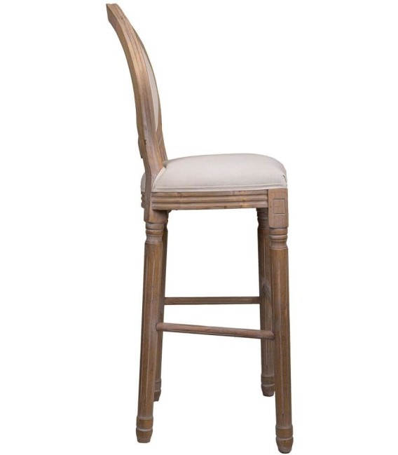 TABURETE LUIS XV MADERA NATURAL Y TEXTIL