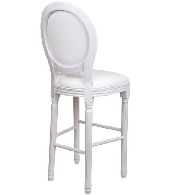 TABURETE LUIS XV MADERA BLANCA Y TEXTIL MDMHOGAR