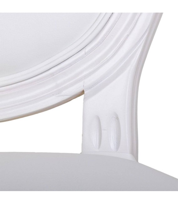 TABURETE LUIS XV MADERA BLANCA Y TEXTIL MDMHOGAR