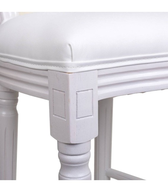 TABURETE LUIS XV MADERA BLANCA Y TEXTIL MDMHOGAR