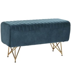 BANCO PIE DE CAMA RONERO AZUL TEXTIL Y METAL