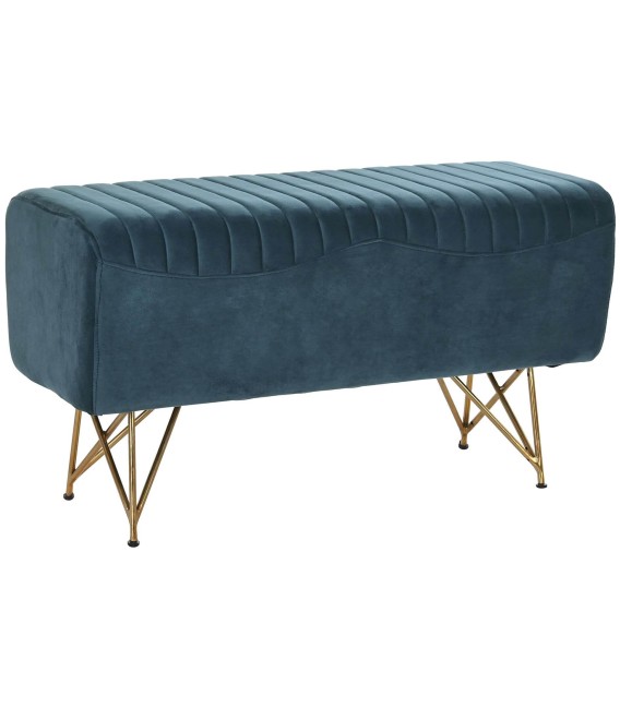 BANCO PIE DE CAMA RONERO AZUL TEXTIL Y METAL