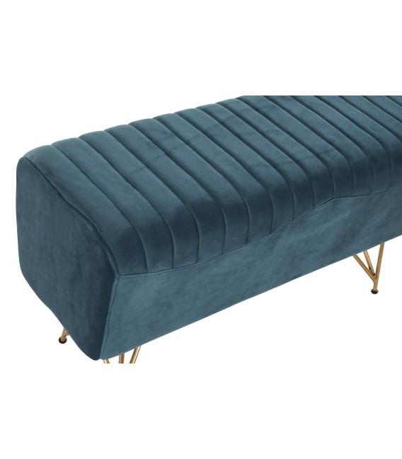 BANCO PIE DE CAMA RONERO AZUL TEXTIL Y METAL
