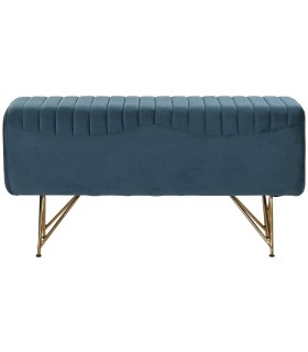 BANCO PIE DE CAMA RONERO AZUL TEXTIL Y METAL