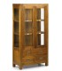 Vitrina baja madera maciza de mindi acabado teca 3 cajones 2 puertas