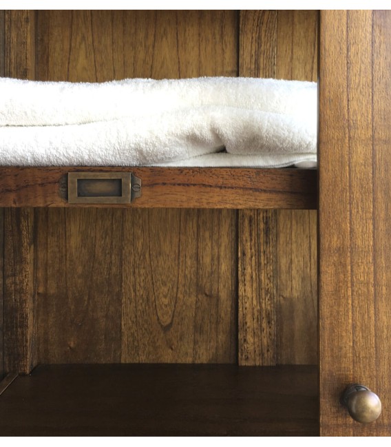 Vitrina baja madera maciza de mindi acabado teca 3 cajones 2 puertas3