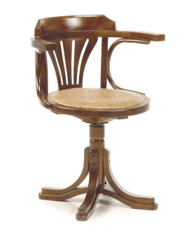 Sillón de estudio giratorio clásico madera de roble y ratán mdmhogar