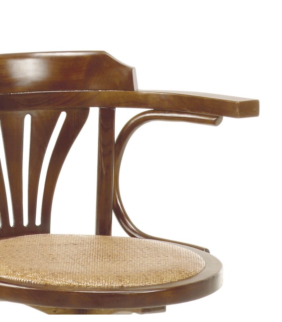 Sillón de estudio giratorio clásico madera de roble y ratán mdmhogar