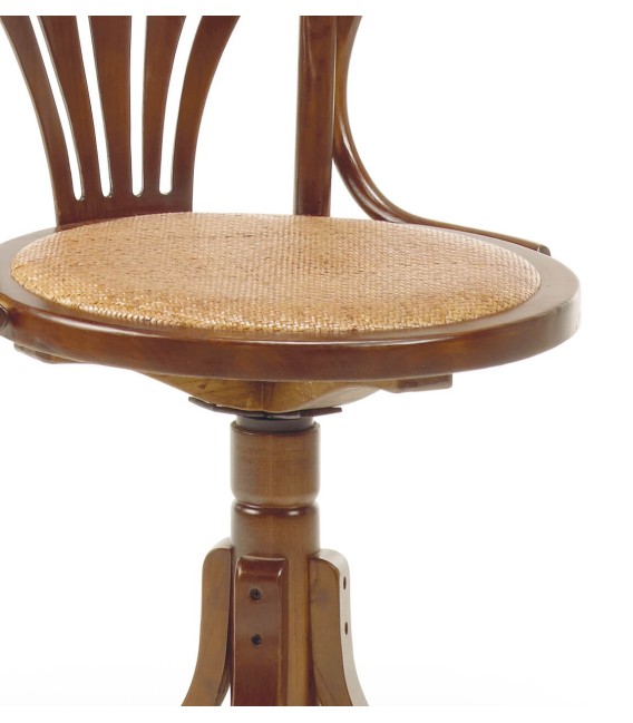Sillón de estudio giratorio clásico madera de roble y ratán mdmhogar