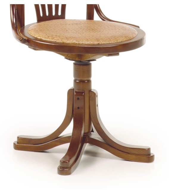 Sillón de estudio giratorio clásico madera de roble y ratán mdmhogar