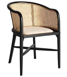 SILLÓN NUCHIS NEGRO RATÁN Y TEXTIL MDMHOGAR