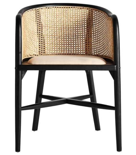 SILLÓN NUCHIS NEGRO RATÁN Y TEXTIL MDMHOGAR