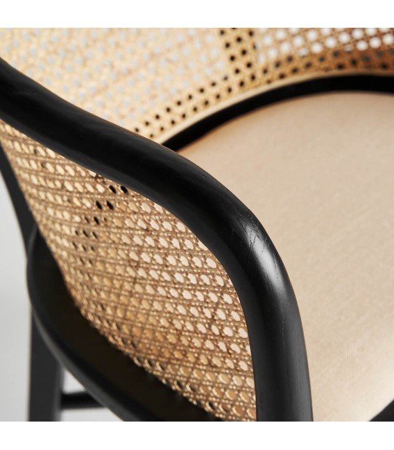 SILLÓN NUCHIS NEGRO RATÁN Y TEXTIL MDMHOGAR