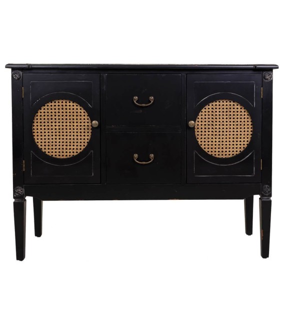 APARADOR 106 X 40 SERLOC MADERA NEGRA RATAN NATURAL