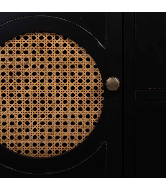 APARADOR 106 X 40 SERLOC MADERA NEGRA RATAN NATURAL