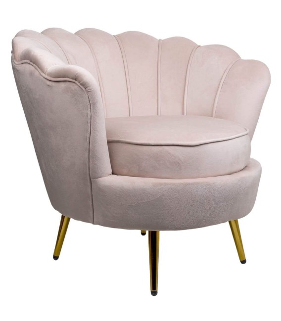 SILLÓN CONCHA METAL Y TEXTIL ROSA PALO 