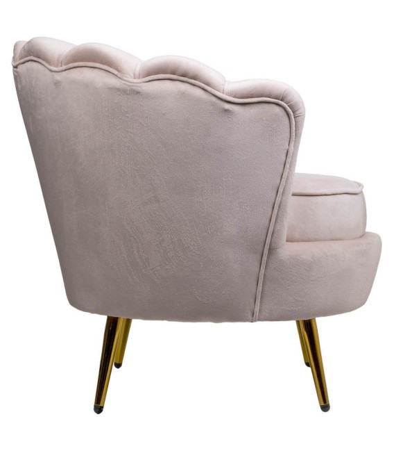 SILLÓN CONCHA METAL Y TEXTIL ROSA PALO 