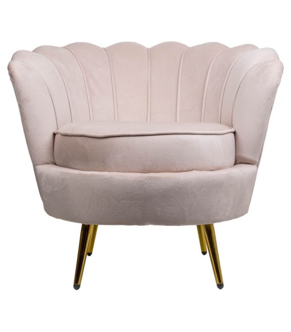 SILLÓN CONCHA METAL Y TEXTIL ROSA PALO 