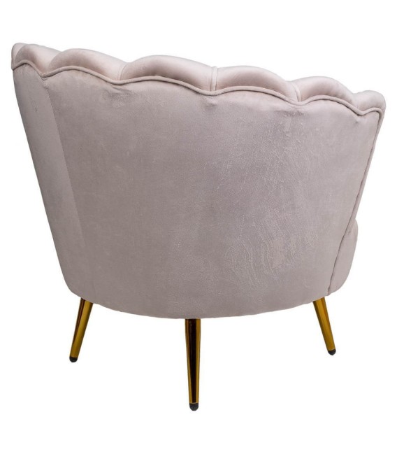 SILLÓN CONCHA METAL Y TEXTIL ROSA PALO 