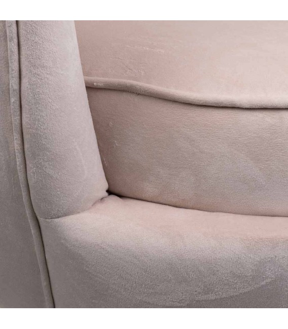 SILLÓN CONCHA METAL Y TEXTIL ROSA PALO 