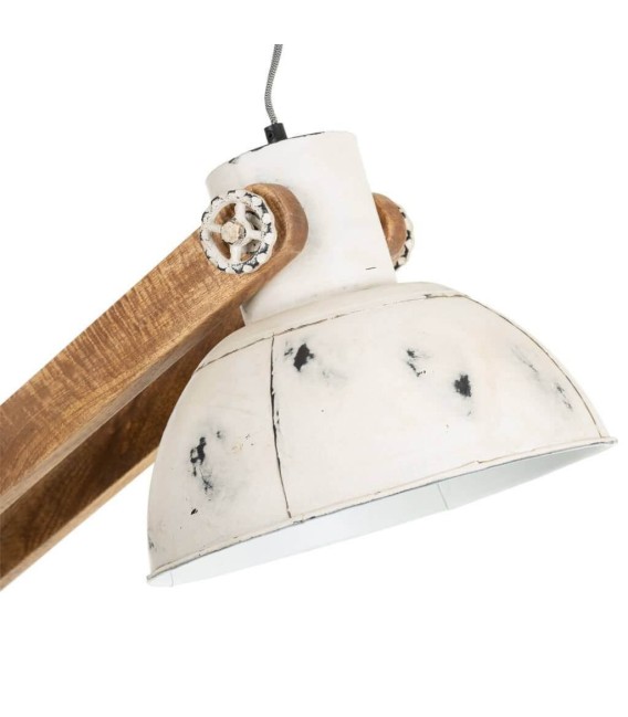 LÁMPARA DE PIE MECANIC MADERA Y METAL BLANCA 