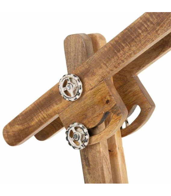 LÁMPARA DE PIE MECANIC MADERA Y METAL BLANCA 