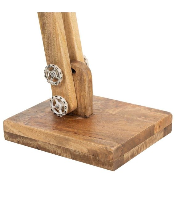 LÁMPARA DE PIE MECANIC MADERA Y METAL BLANCA 