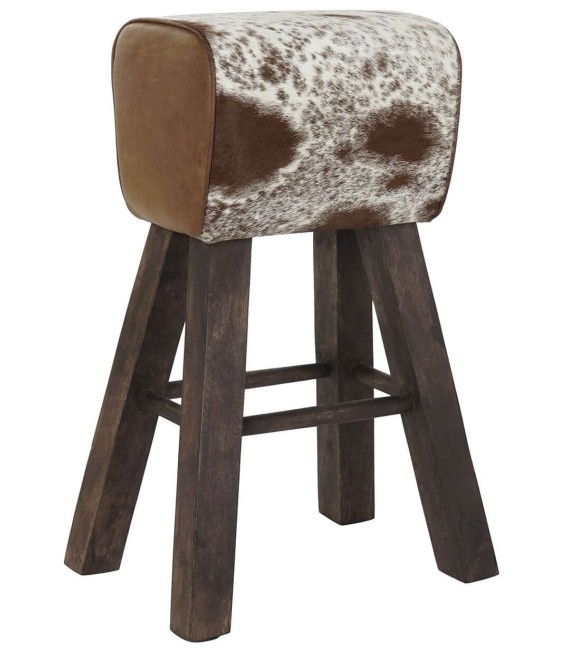 TABURETE MILWAKEE  MADERA Y PIEL 