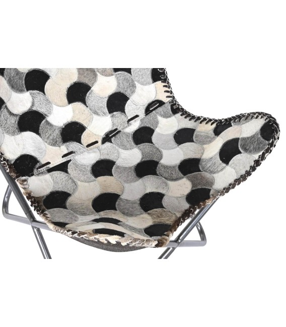 SILLÓN MARIPOSA ESCIROS METAL Y PIEL NEGRA 