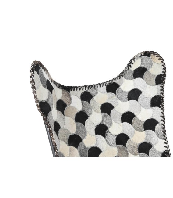 SILLÓN MARIPOSA ESCIROS METAL Y PIEL NEGRA 