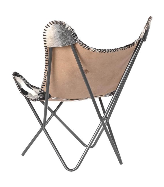 SILLÓN MARIPOSA ESCIROS METAL Y PIEL NEGRA 