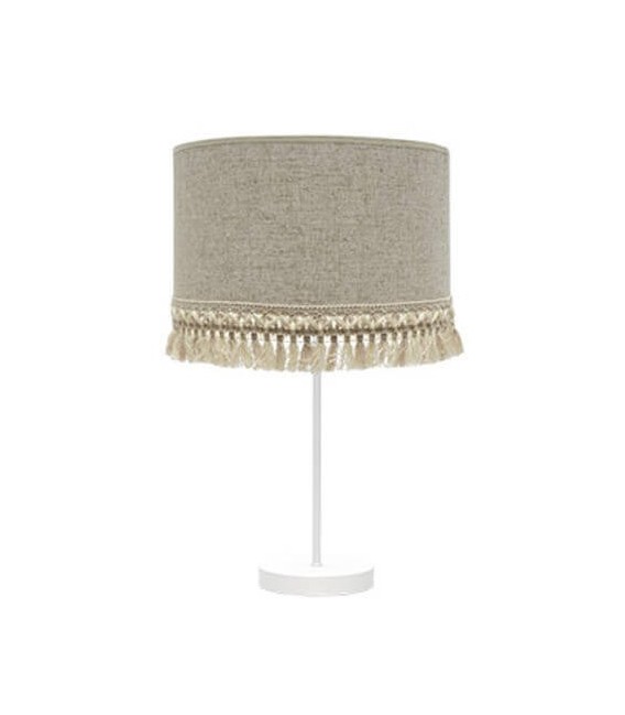 LÁMPARA DE SOBREMESA VALDREA METAL BLANCO Y TEXTIL 