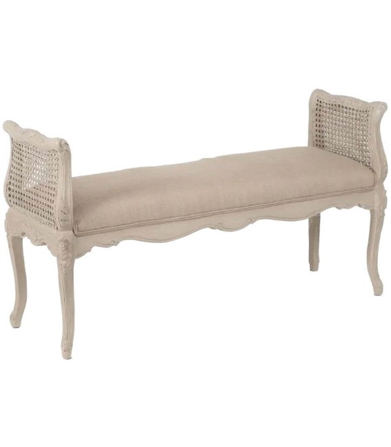 BANCO PIE DE CAMA PROVENCE MADERA RATÁN Y TEXTIL 