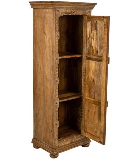 Armario alacena étnico tallado en madera natural con herrajes hierro 2