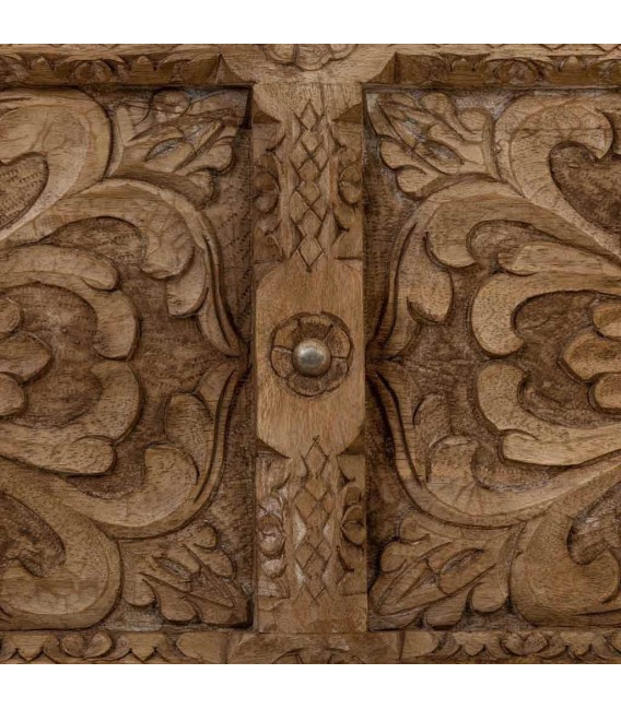 Mesita de centro baúl de madera de mango con tapa abatible 4