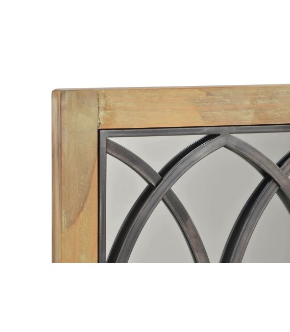 ESPEJO VENTRANA OVAL MADERA Y METAL 