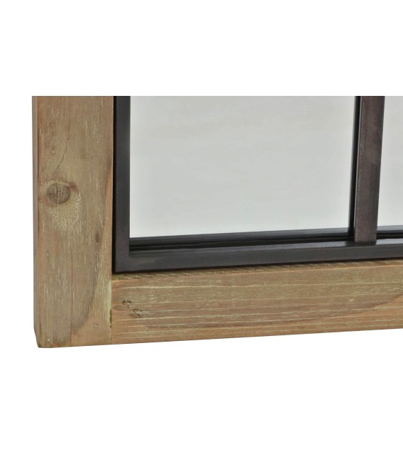 ESPEJO VENTRANA OVAL MADERA Y METAL 