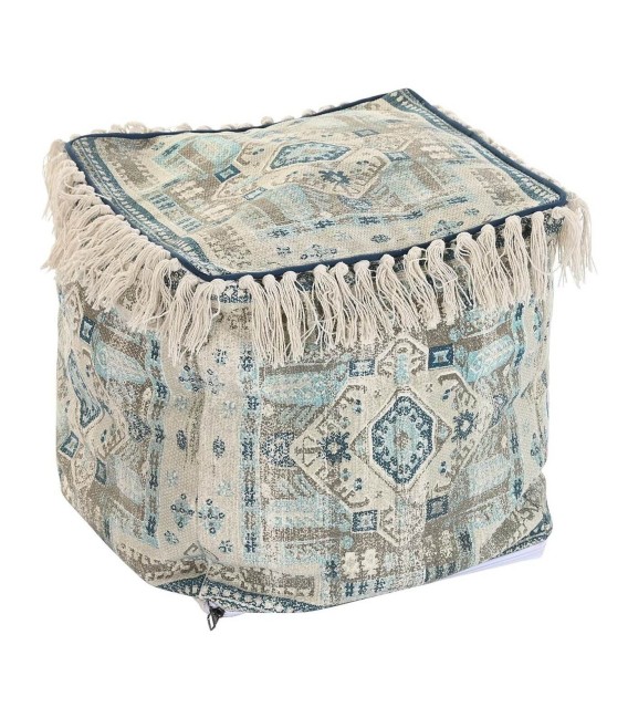 PUF MALENCA AZUL CUADRADO FLECOS MDMHOGAR