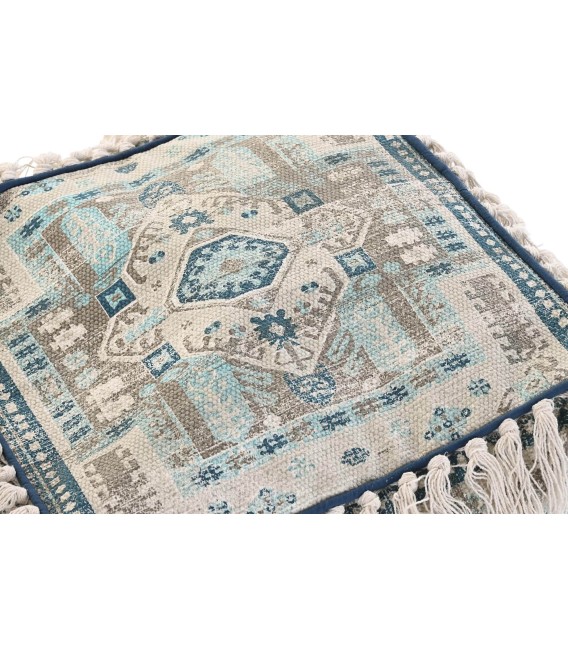 PUF MALENCA AZUL CUADRADO FLECOS MDMHOGAR