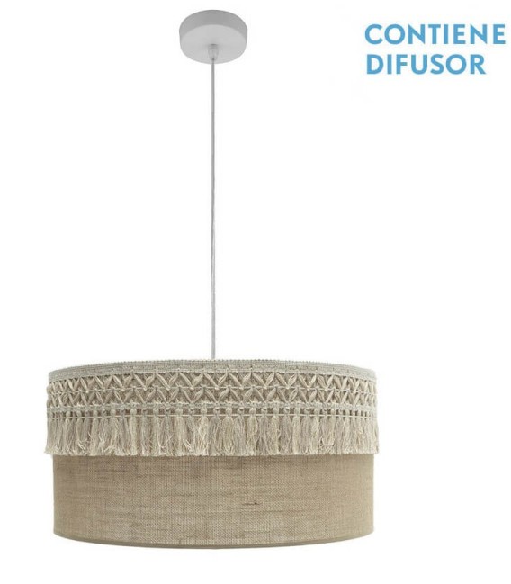 LÁMPARA DE TECHO KATERINA  50 Ø METAL BLANCO Y TEXTIL