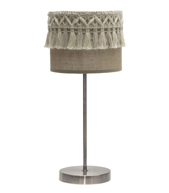 LÁMPARA DE SOBREMESA KATERINA 17 Ø METAL ORO VIEJO Y TEXTIL 