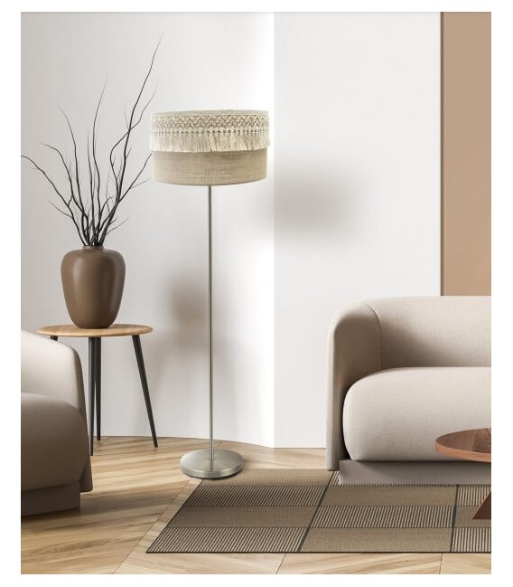 LÁMPARA DE SOBREMESA KATERINA 17 Ø METAL ORO VIEJO Y TEXTIL 