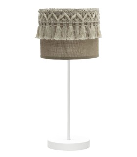 LÁMPARA DE SOBREMESA KATERINA 17 Ø METAL BLANCO Y TEXTIL MDMHOGAR