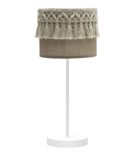 LÁMPARA DE SOBREMESA KATERINA 17 Ø METAL BLANCO Y TEXTIL MDMHOGAR