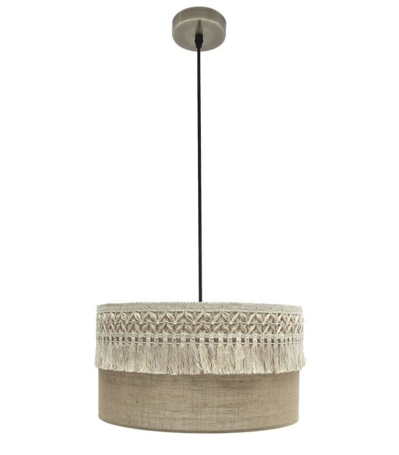 LÁMPARA DE TECHO KATERINA 40 Ø METAL ORO VIEJO Y TEXTIL