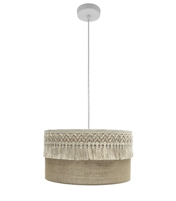 LÁMPARA DE TECHO KATERINA 40 Ø METAL BLANCO Y TEXTIL 