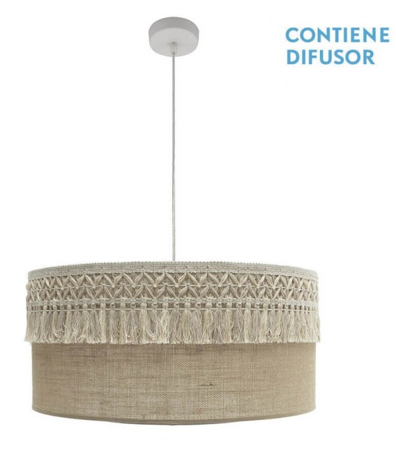 LÁMPARA DE TECHO KATERINA 60 Ø METAL BLANCO Y TEXTIL 