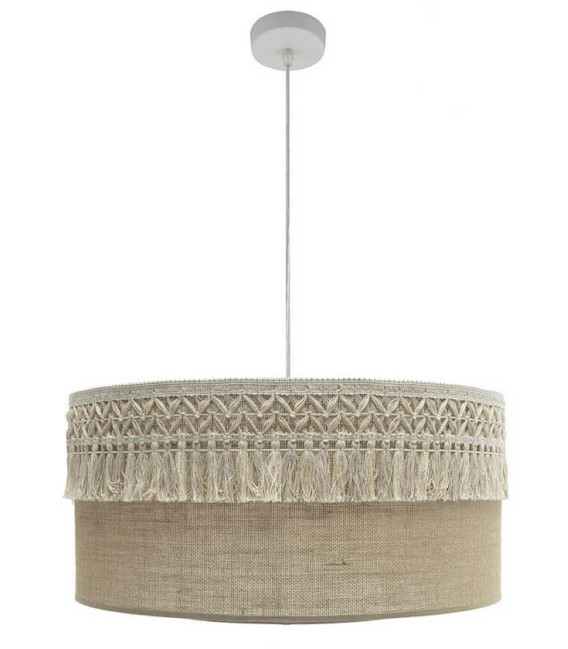 LÁMPARA DE TECHO KATERINA 60 Ø METAL BLANCO Y TEXTIL 