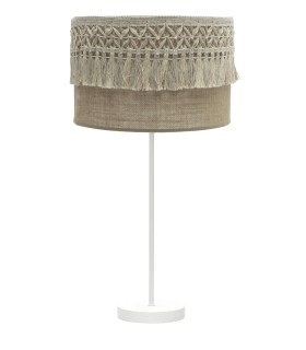 LÁMPARA DE SOBREMESA KATERINA 30 Ø METAL BLANCO Y TEXTIL 