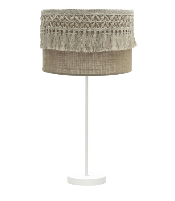 LÁMPARA DE SOBREMESA KATERINA 30 Ø METAL BLANCO Y TEXTIL 